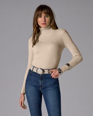 Ribbed Turtleneck Sweater Sandshell