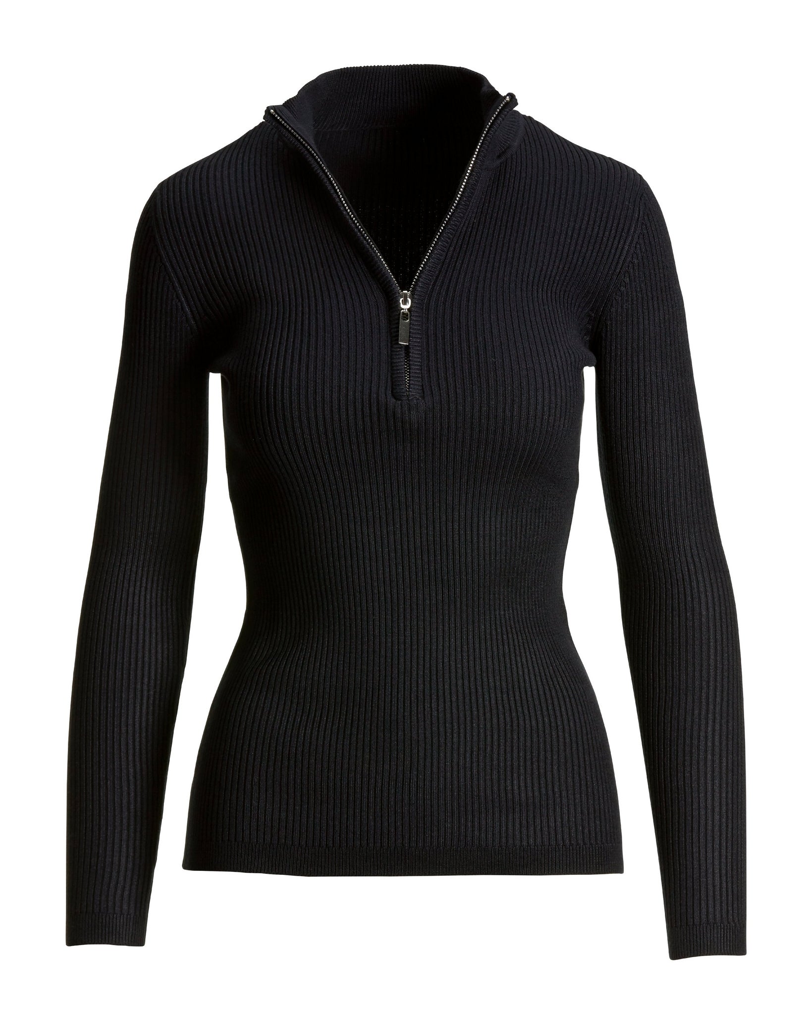 Ribbed Half Zip Up Sweater Proper Black - Image 2