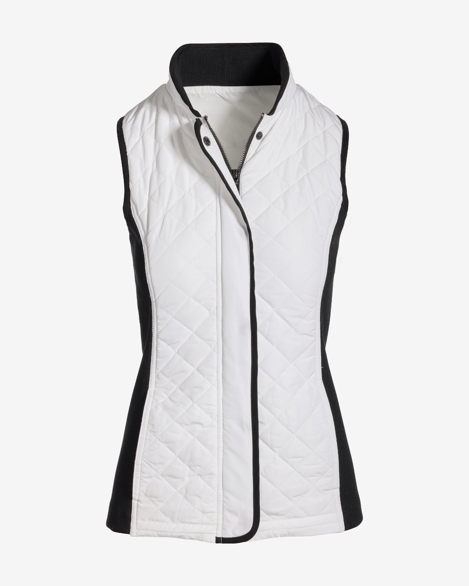 Quilted Sweater Inset Light Weight Puffer Vest Off White - Image 2