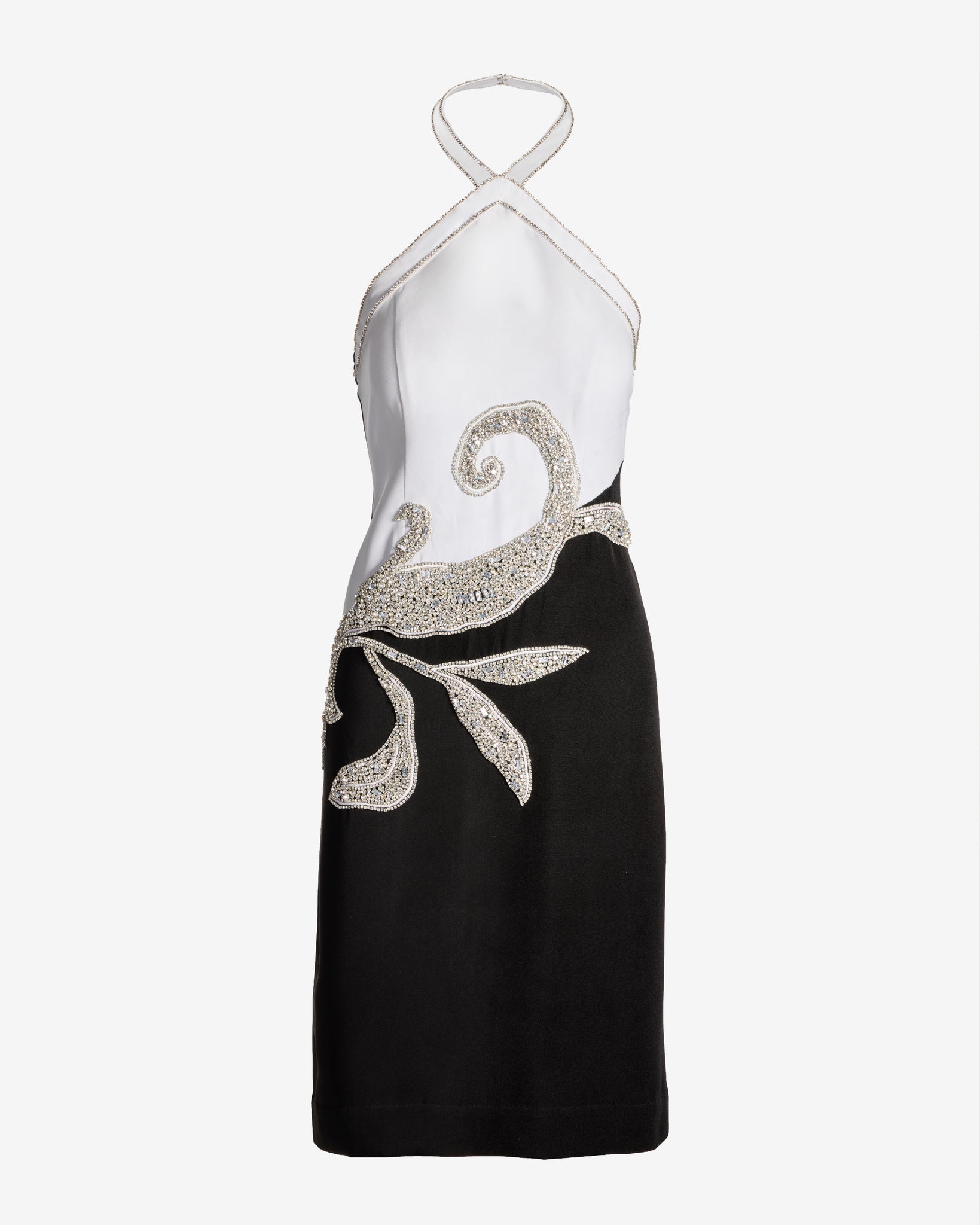 Placed Embellishment Sheath Dress Black/White - Image 2